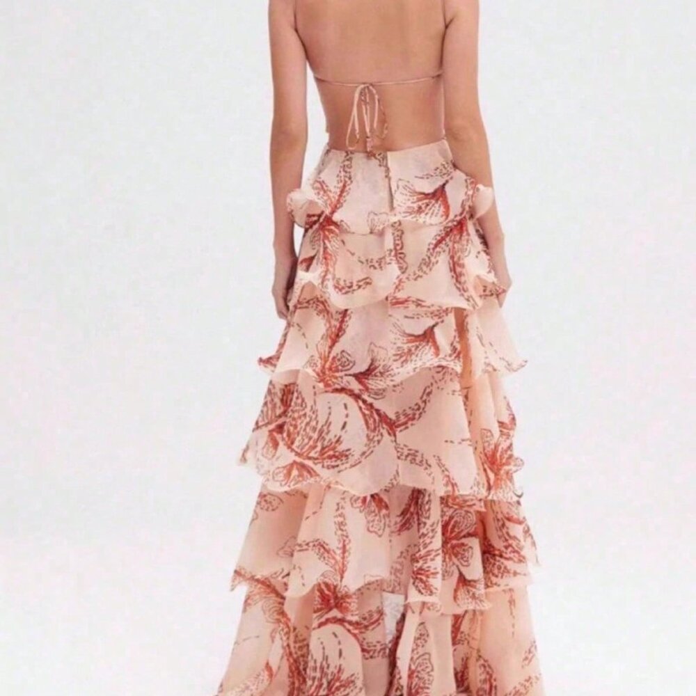 Elegant Women's Multi-Layered Ruffled Butterfly Maxi Dress - Picture 3 of 3